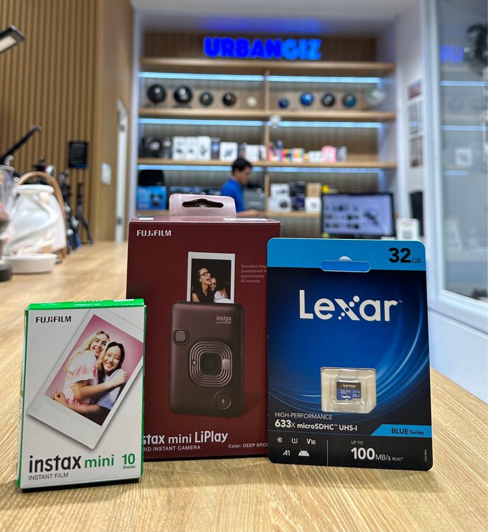 FUJIFILM INSTAX MINI LI PLAY (Deep Bronze) (Category: Cameras) located in San Juan City. Submitted by urbangiz_greenhillsmall (Listing ID 1337167972, Image 1). Description: about this item: Hybrid instant camera and Smartphone printer. > Features an LCD screen on the back of the camera for editing before printing. > Add sound to your photos with a QR code with the camera’s Sound mode feature. Record a phrase or sound when taking a photo and print