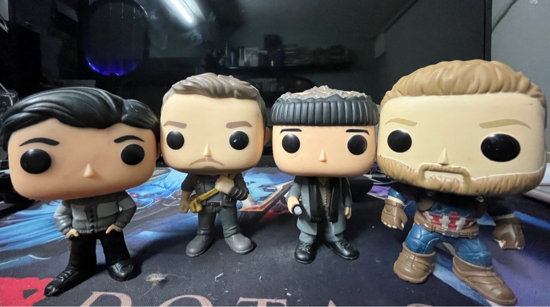 Funkopop bundle (Category: Designer & Blind Box Toys) located in Guagua. Submitted by goodbuysathome (Listing ID 1337235441, Image 1). Description: Original!!! Bundle FunkoPop 4pcs Bruce Wayne (rare) Jurassic world 2 Home alone Harry Capt America 1k 4pcs add sf 54 Gcash payment No box .