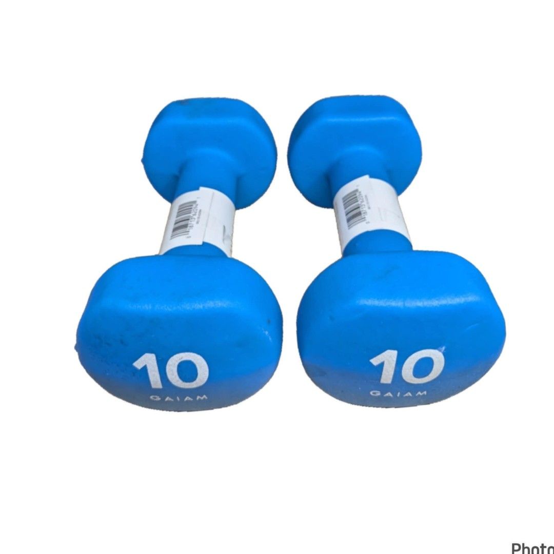 Gaiam Neoprene Dumbbells Blue 10 Lbs. Set Of Two Hand Weights