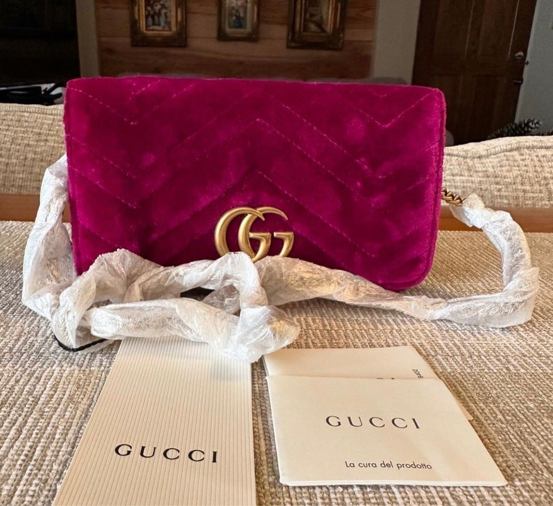 Gucci crossbody velvet GHW auth Luxury Bags Wallets on Carousell
