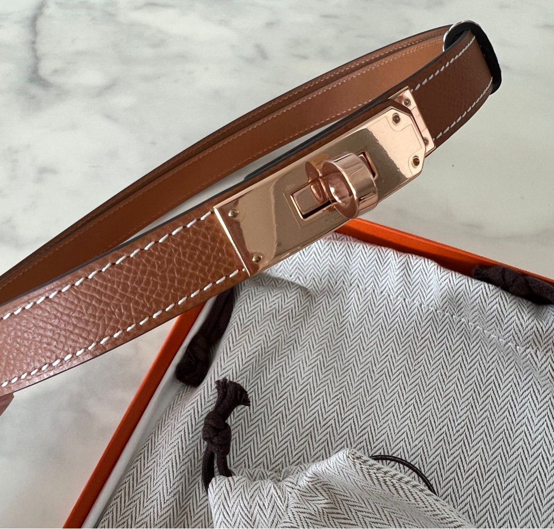 HERMES KELLY BELT GOLD RGHW SABUK IKAT PINGGANG AUTH NEW COMPLETE SET BOX  DN PAPER BAG Hermes bangles ganti listing jika sold