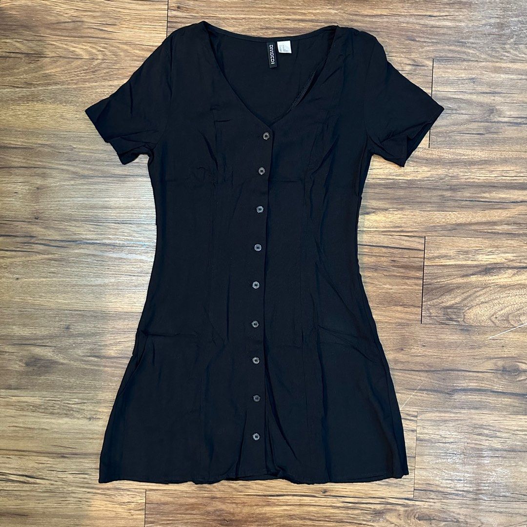 H&m black button down dress hot sale