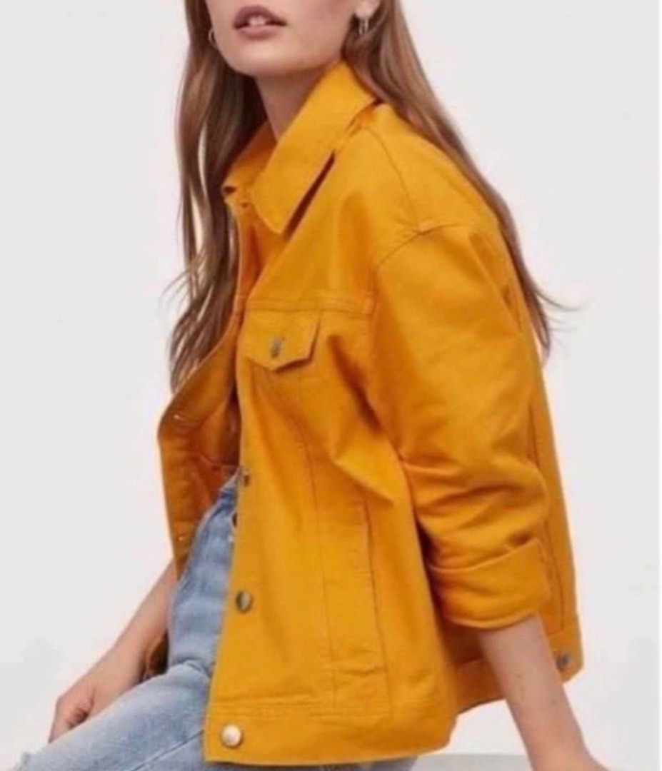 Yellow denim jacket h&m cheap