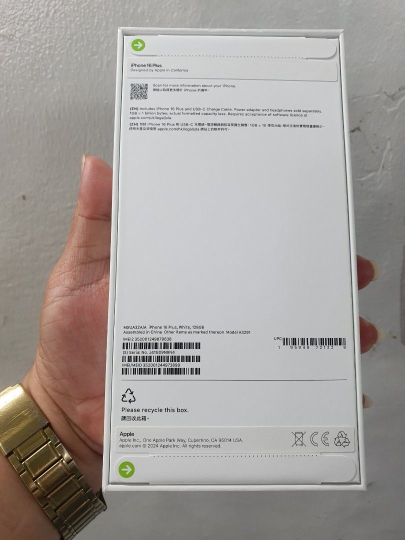 Iphone 16 plus 128gb white brandnew (Category: iPhone 16 Series) located in San Juan City. Submitted by chelle.celino (Listing ID 1337126277, Image 2). Description: iphone 16 plus 128gb white Factory unlock HK variant brandnew sealed All original 1yr warranty apple And my store we accept trade in and credit card installment and Ggives Willing to meet up.cash on delivery call or txt me.09353229255 fbpage michelle telecom...