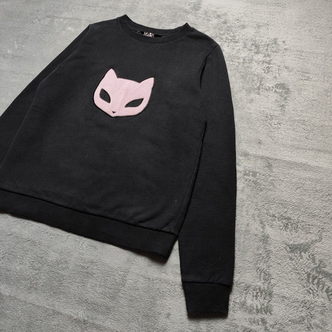 Karl Lagerfeld Pink Velvet Cat Sweater
