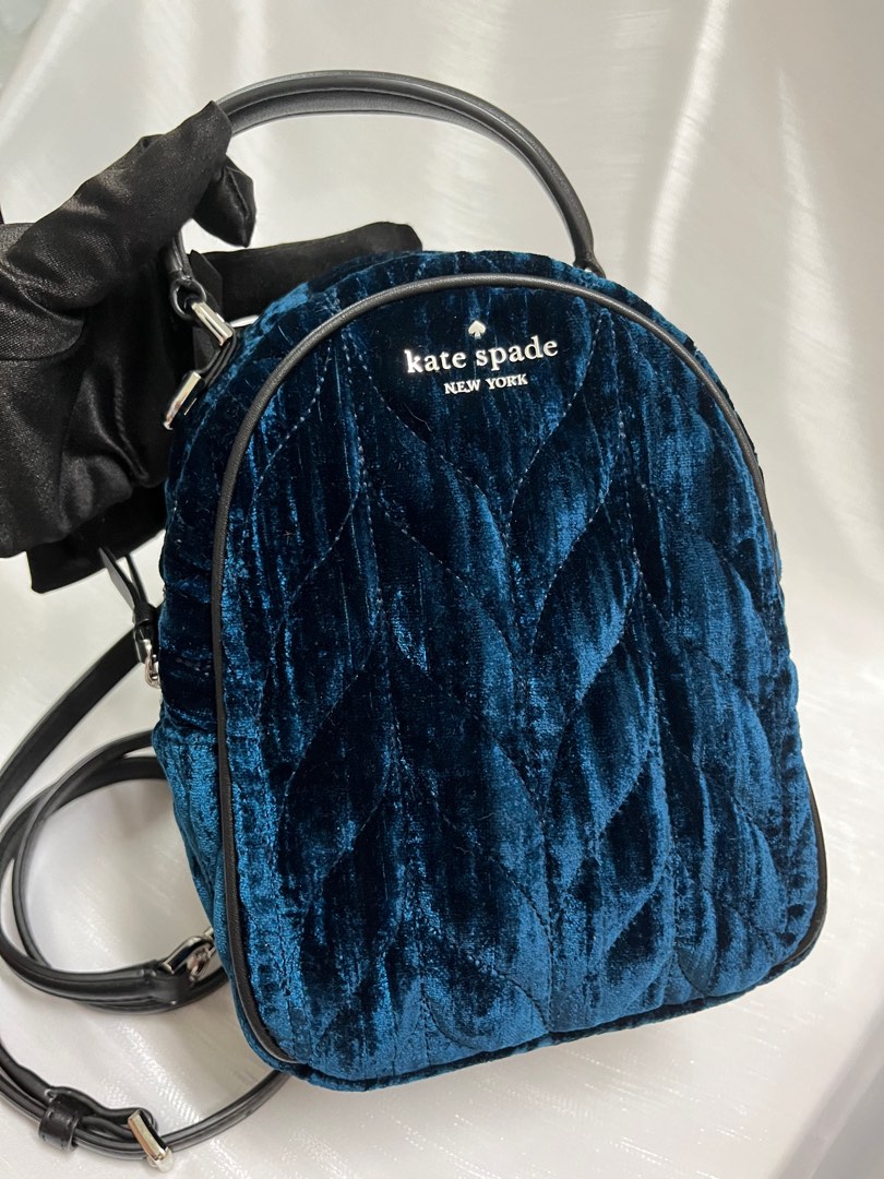 Kate Spade Briar Lane quilted Velvet mini backpack Slingbag KS women bag Blue deep blue Luxury Bags Wallets on Carousell