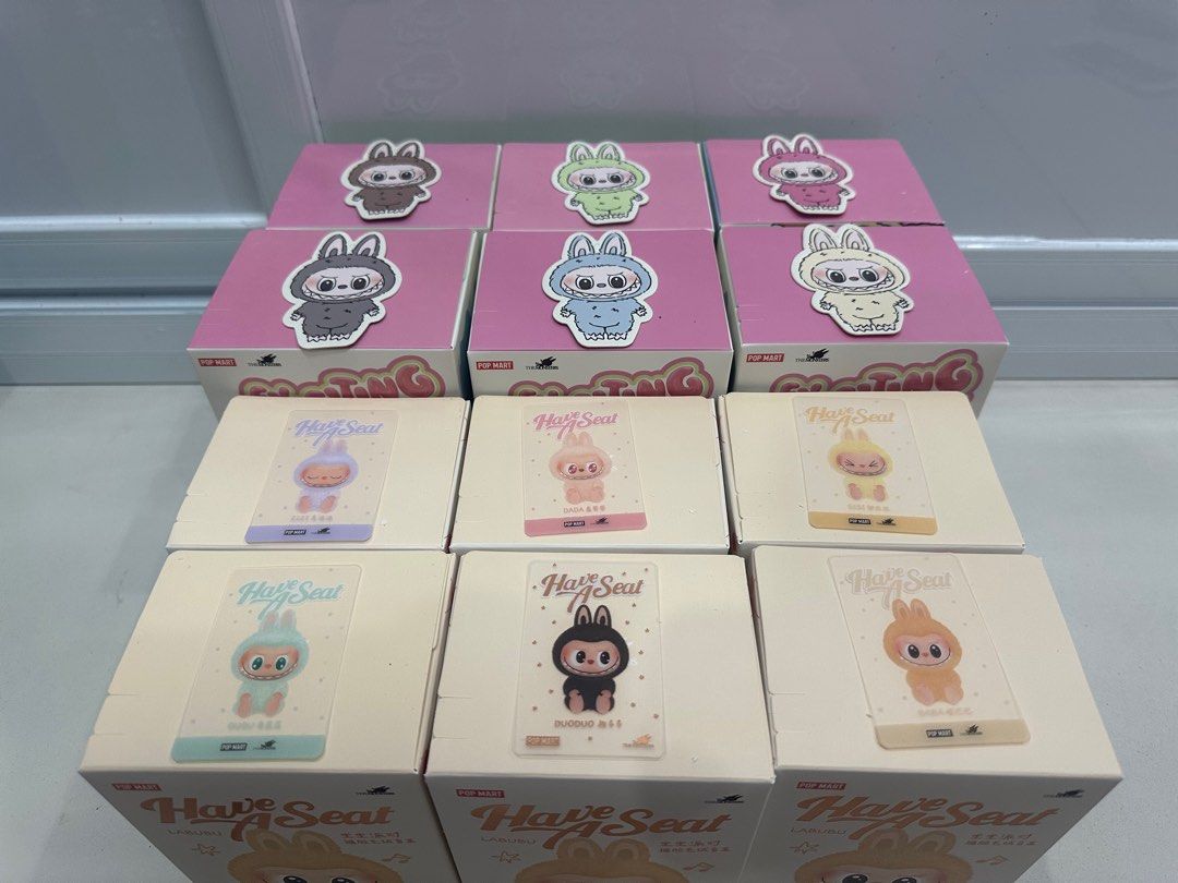 Labubu v1 and v2 (Category: Designer & Blind Box Toys) located in Manila. Submitted by labronjames33 (Listing ID 1337113522, Image 1). Description: SELLING / FOR SALE Opened box / Sealed foil Tasty Macarons v1 - 1,700 Php each Soymilk Seasalt Lychee Berry Sesame Bean Green Grape Toffee Have a Seat v2 - 1,600 Php each Hehe Sisi Dada Zizi Baba Ququ Duoduo (secret) - 8,000 Php Tasty Macarons Vinyl Face Blind Box V1 (10sets) - 10,500Php/set, 1,800Php