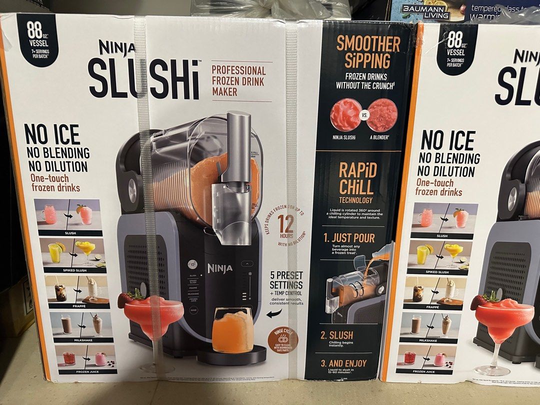 Ninja Slushi Machine (110v) ON HAND (Category: Other Kitchen Appliances) located in Makati City. Submitted by top.gun (Listing ID 1331305698, Image 3). Description: *** 110 voltage, 200 watts USA version*** You will need your own 110v transformer. No personal warranty as this is purchased abroad. BRAND NEW IN SEALED BOX Ninja SLUSHi™ Professional Frozen Drink Maker Transform ordinary drinks into extraordinary slush. Meet the Ninja SLUSHi™ Profess