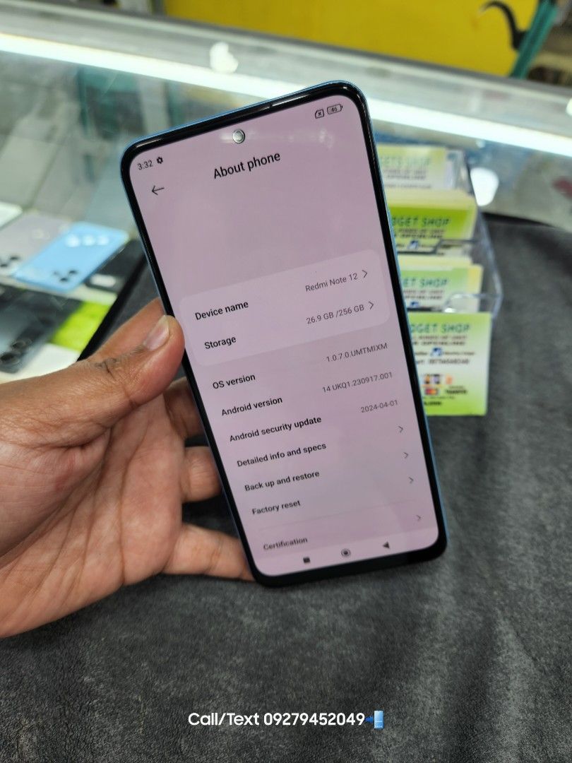 Redmi Note12 8+4gb/256gb (Category: Xiaomi) located in Manila. Submitted by lucky.charm.gadgets (Listing ID 1337225543, Image 3). Description: Redmi Note12 8+4gb/256gb SLIGHTLY USED MAKINIS NO HIDDEN ISSUE NO REPAIR HISTORY CHECK TO SAWA BAGO BAYARAN PEDE SA MAARTE MAGBASA KA MUNA BAGO KA MAG REACT ! Buy at your own risk 😊 For fast transaction call/text 09279452049,09704549350 *PAG COD SAMIN ANG PERSONAL RIDER Required po yung Payment First sa s