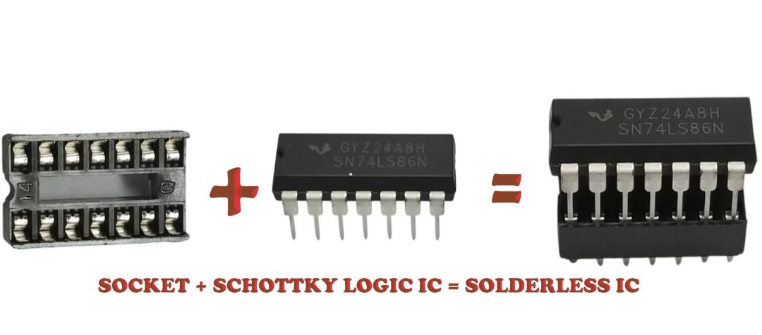 SCHOTTKY LOGIC IC 14-PIN with DIP IC SOCKET SOLDER TYPE ADAPTER 2.54mm, SOLDERLESS IC (Category: Electrical, Adaptors & Sockets) located in Quezon City. Submitted by besteinpc (Listing ID 1337202139, Image 1). Description: SCHOTTKY LOGIC IC 14-PIN with DIP IC SOCKET SOLDER TYPE ADAPTER 2.54mm, SOLDERLESS IC FEATURES: VARIATION 👉a. 74LS00 👉b. 74LS02 👉c. 74LS04 👉d. 74LS08 👉e. 74LS10 👉f. 74LS14 👉g. 74LS20 👉h. 74LS32 👉i. 74LS47 👉j. 74LS48 �