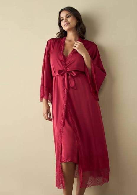 Splash intimates red slip nighties inner and robe set, Women's Fashion ...