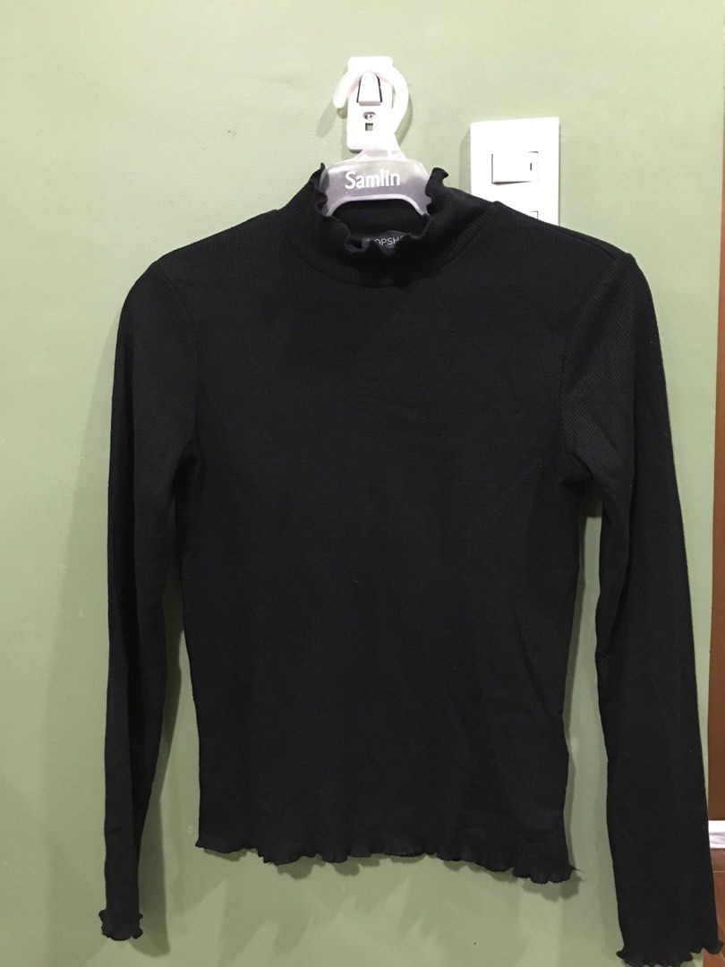 Topshop Black Turtleneck with Longsleeves Women s Fashion Tops Longsleeves on Carousell