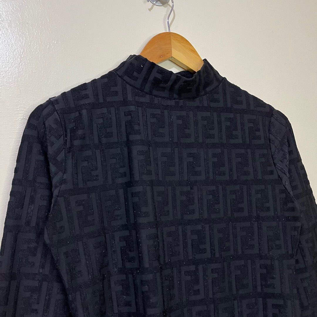 Vintage Fendi Zucca Monogram Turtle Neck Knitted Sweater