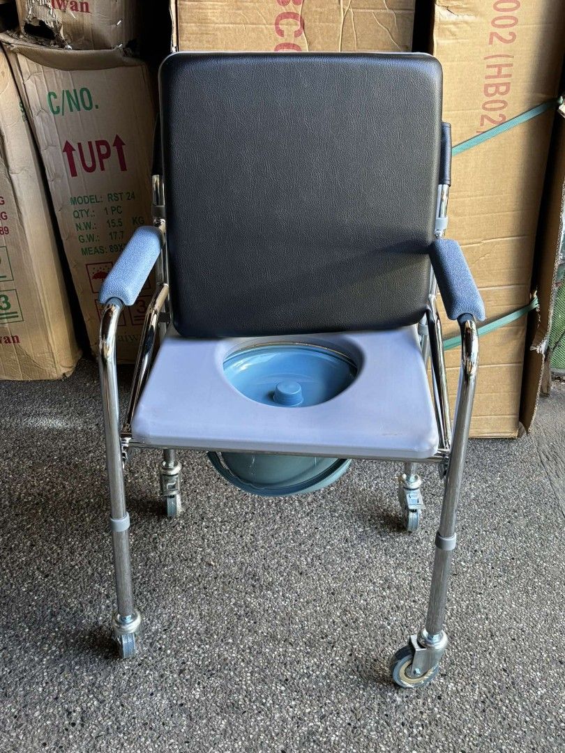 Wheels Commode Chair Adjustable (Category: Braces, Support & Protection) located in Manila. Submitted by cattleyaro61723 (Listing ID 1337152288, Image 2). Description: brandnew onhand negotiable good quality and condition open for pick up and delivery high quality we also sell many medical supplies call me 09268225723 cod,gcash,bank transfer.
