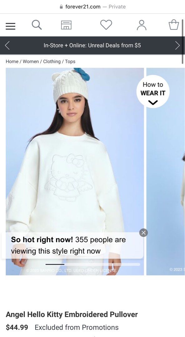White Angel Hello Kitty Forever21 Sweater (Category: Longsleeves) located in Manila. Submitted by dress2impress_ (Listing ID 1337069608, Image 2). Description: — originally around 2.5k if i remember correctly — sweater is thick & of good quality — from the Hello Kitty and Friends x Forever 21 collection 🤍 — rfs: have too many sweaters already.