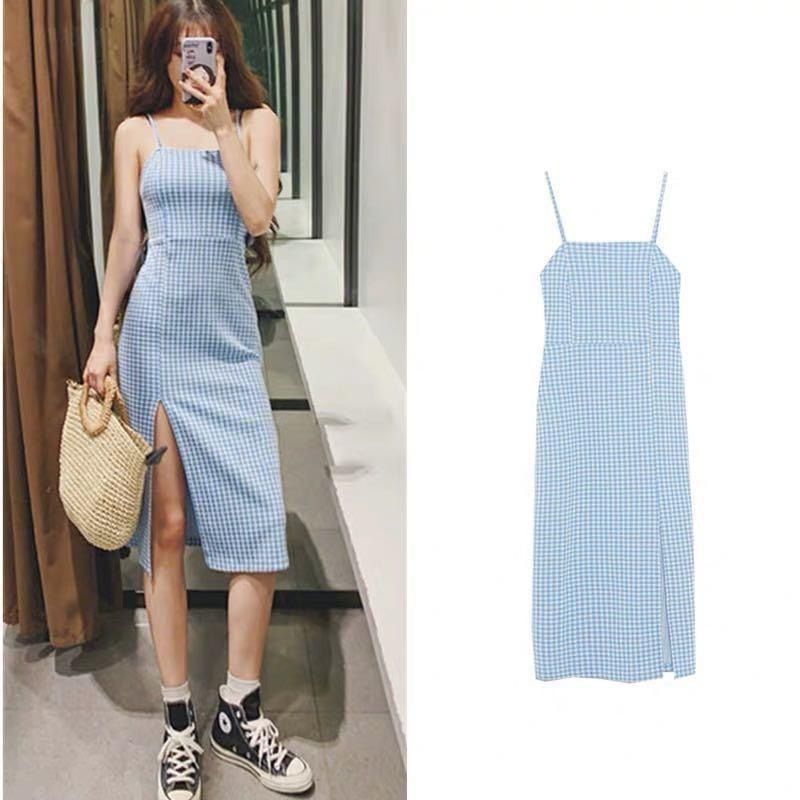 Zara Powder Blue Gingham Plaid Midi Maxi Slit Dress, Women's Fashion,  Dresses & Sets, Dresses on Carousell
