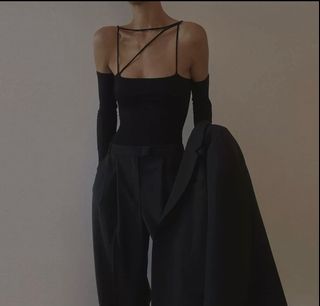 一字領拼接露肩連身衣 off shoulder special design bodysuit64205548064257110