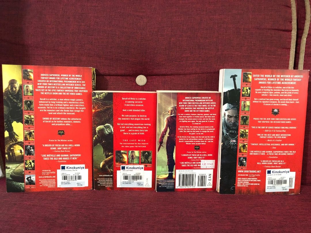 Andrzej Sapkowski - The Witcher (SET) (Category: Storybooks) located in San Pedro. Submitted by pcps192589586 (Listing ID 1334037439, Image 2). Description: If purchasing by piece: - The Last Wish (150) - Blood of Elves (150) (ALREADY SOLD) - Sword of Destiny (300) (ALREADY SOLD) - Season of Storms (300) (ALREADY SOLD) If purchasing by set, 900..