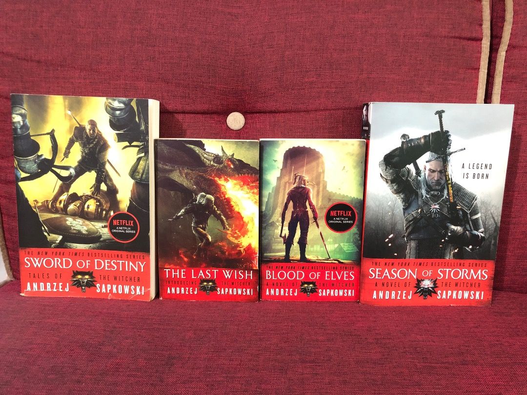 Andrzej Sapkowski - The Witcher (SET) (Category: Storybooks) located in San Pedro. Submitted by pcps192589586 (Listing ID 1334037439, Image 1). Description: If purchasing by piece: - The Last Wish (150) - Blood of Elves (150) (ALREADY SOLD) - Sword of Destiny (300) (ALREADY SOLD) - Season of Storms (300) (ALREADY SOLD) If purchasing by set, 900..