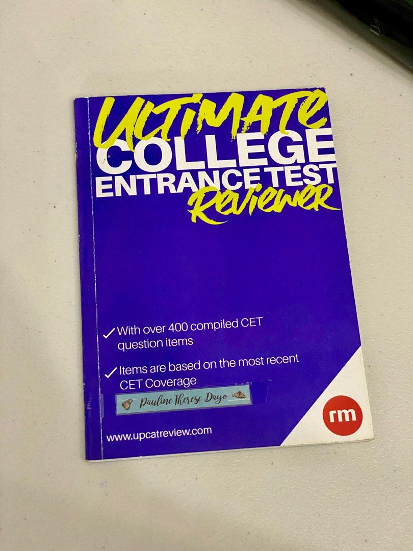 CETS REVIEWER (SET ONLY) (Category: Textbooks) located in Valenzuela. Submitted by essinylg (Listing ID 1334088660, Image 3). Description: RFS: Decluttering Includes 7 books Review Masters UPCAT Simulation Test - Includes real practice in 4 subject areas - Instructions and questions are similar to the UPCAT Review Masters - Ultimate College Entrance Test Reviewer - 400 compiled CET question items - Items are based on the most recent exams MSA Mat