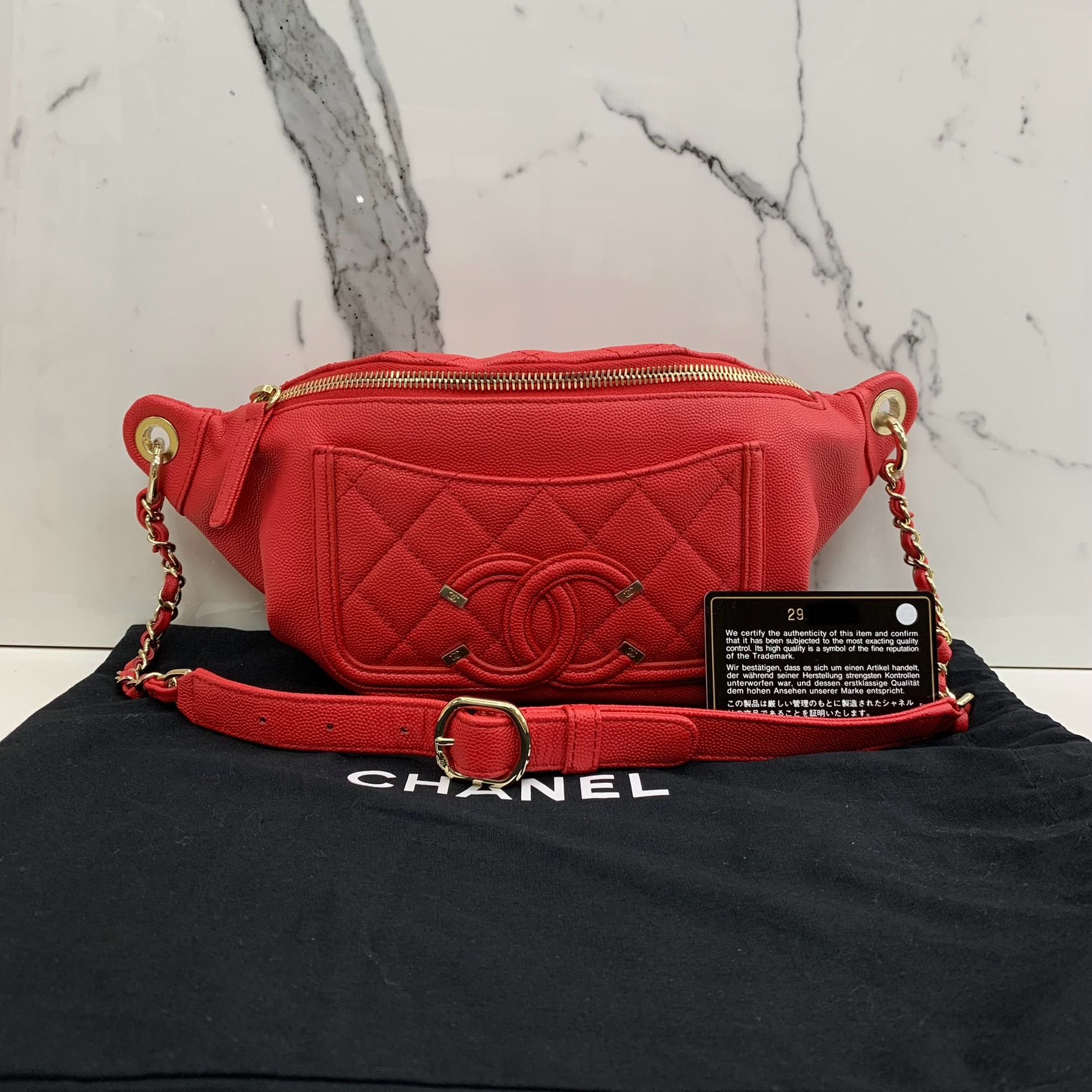 Red chanel fanny pack discount