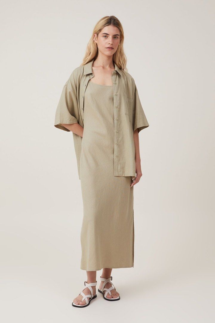 cotton on haven slip midi dress Cotton On Haven Slip Midi Dress in Desert Sage, Women's Fashion, Dresses & Sets, Dresses on Carousell