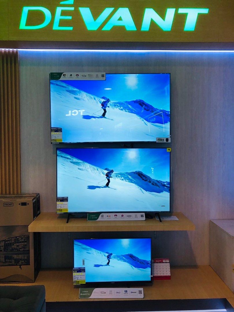DEVANT LED SMART TV (Category: TV) located in Quezon City. Submitted by maryann.dimalanta (Listing ID 1334069469, Image 1). Description: DEVANT LED SMART TV SMART LED TV 32STW101-9,390 43STW101- 13,000 UHD TV 43UHD205-15,200 50UHD205-17,450 55UHD205-22,450 with free soundbar 55UHW201-18,650 65UHD205-30,000 free soundbar 75UHD205- 42,900 QUANTUM TV 50QUHV05-23,000 with SB50 soundbar 50QUHW01-19,500 55QUHV05- 25,600 with free soundbar 65QUHV05- 34,