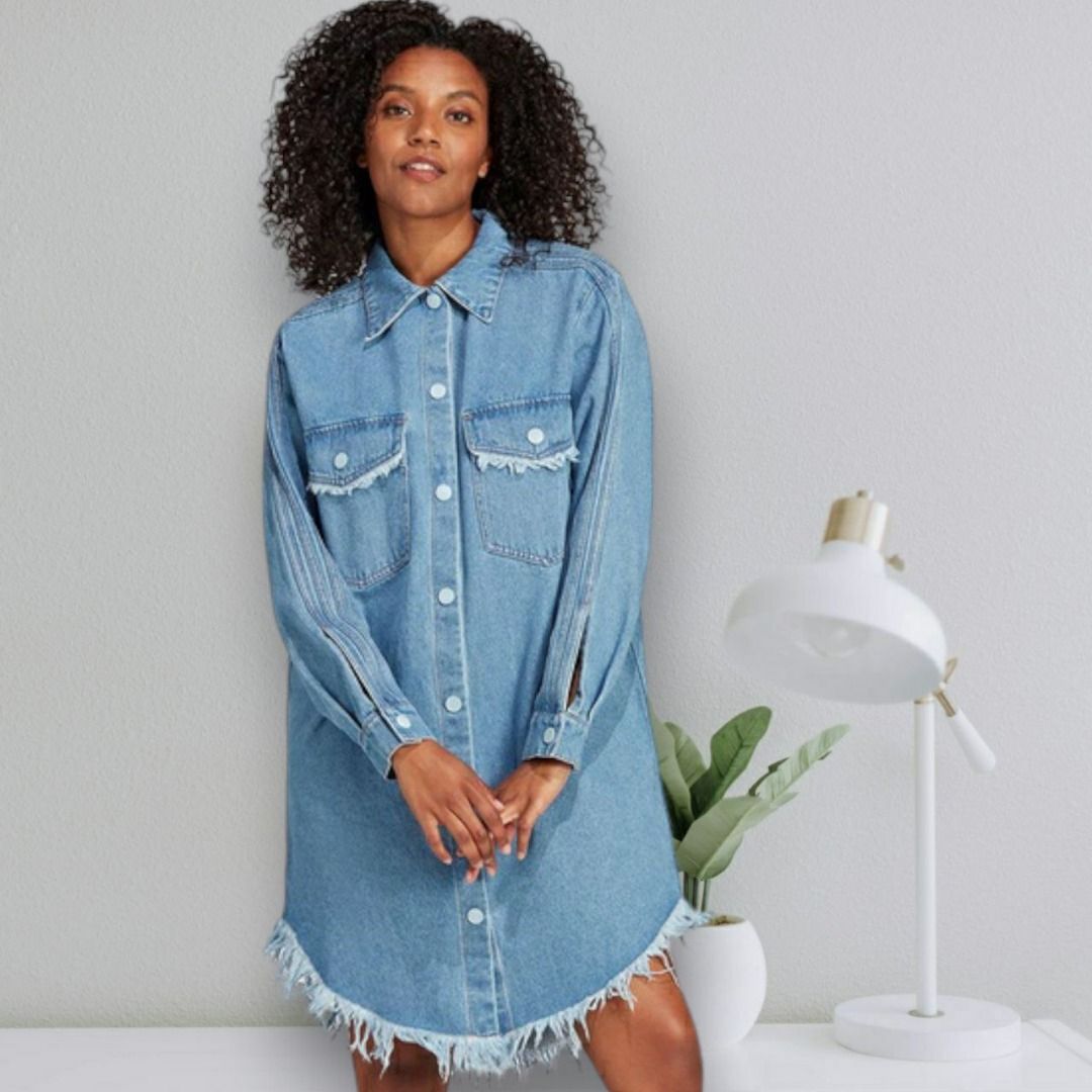 Dress denim wanita outlet