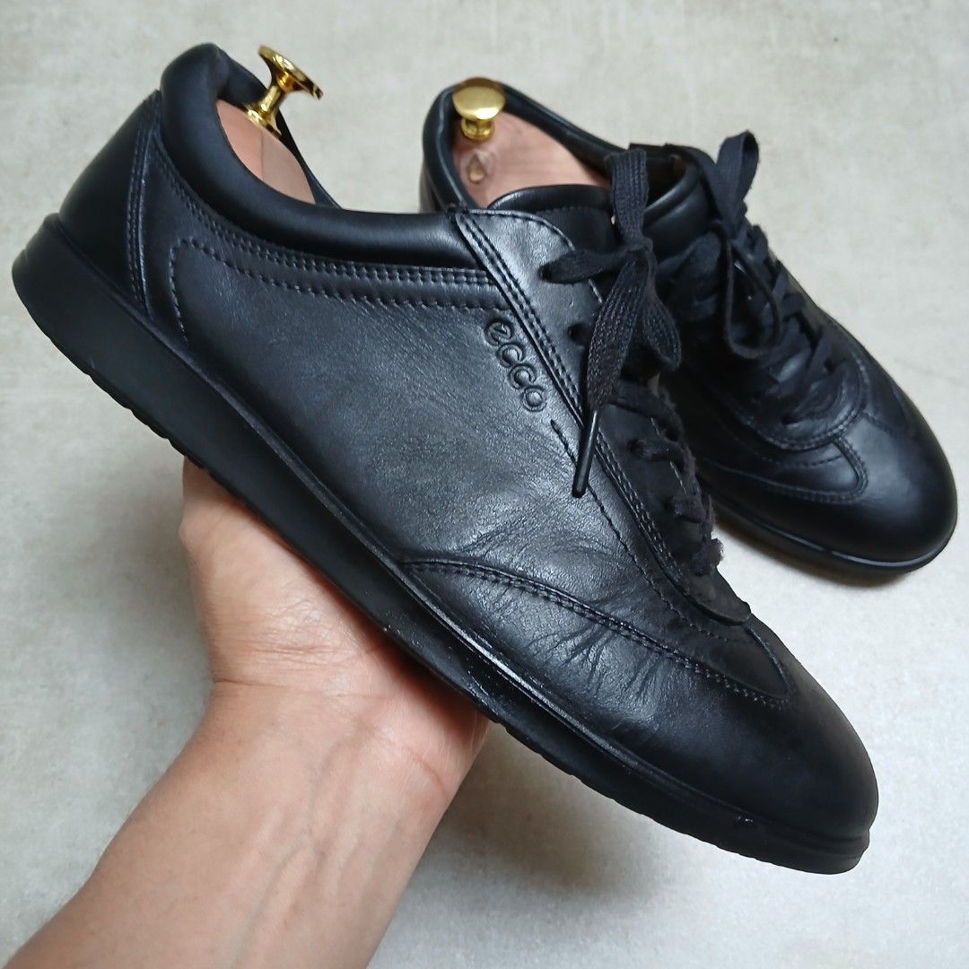 Ecco Indianapolis Leather Trainer Black Fesyen Pria Sepatu Sneakers di Carousell