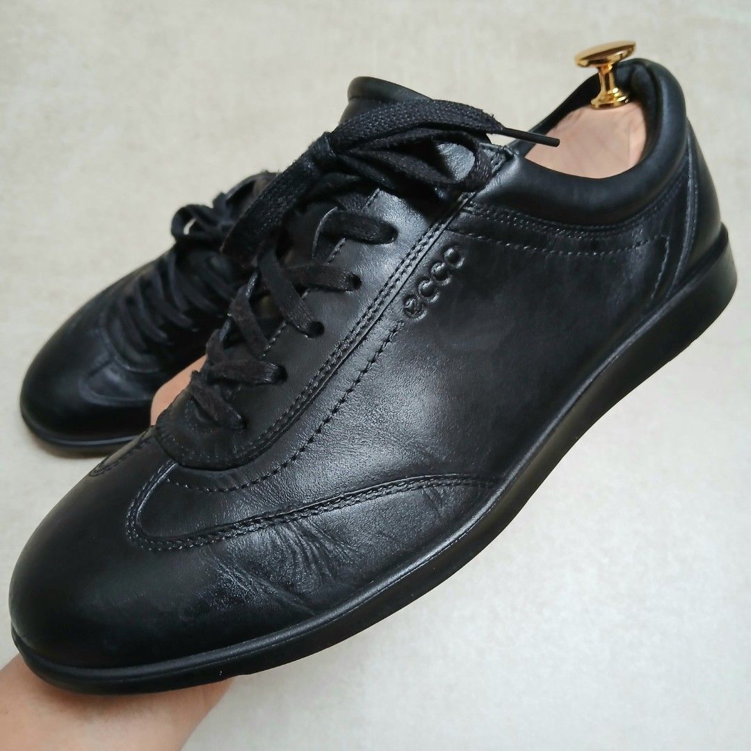 Ecco Indianapolis Leather Trainer Black Fesyen Pria Sepatu Sneakers di Carousell
