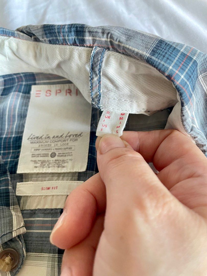 Esprit checkered long sleeves shirt (Category: Formal Shirts) located in Taguig. Submitted by lam_decluttering (Listing ID 1334085733, Image 2). Description: Esprit checkered long sleeves shirt.