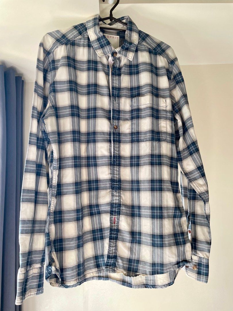 Esprit checkered long sleeves shirt (Category: Formal Shirts) located in Taguig. Submitted by lam_decluttering (Listing ID 1334085733, Image 1). Description: Esprit checkered long sleeves shirt.