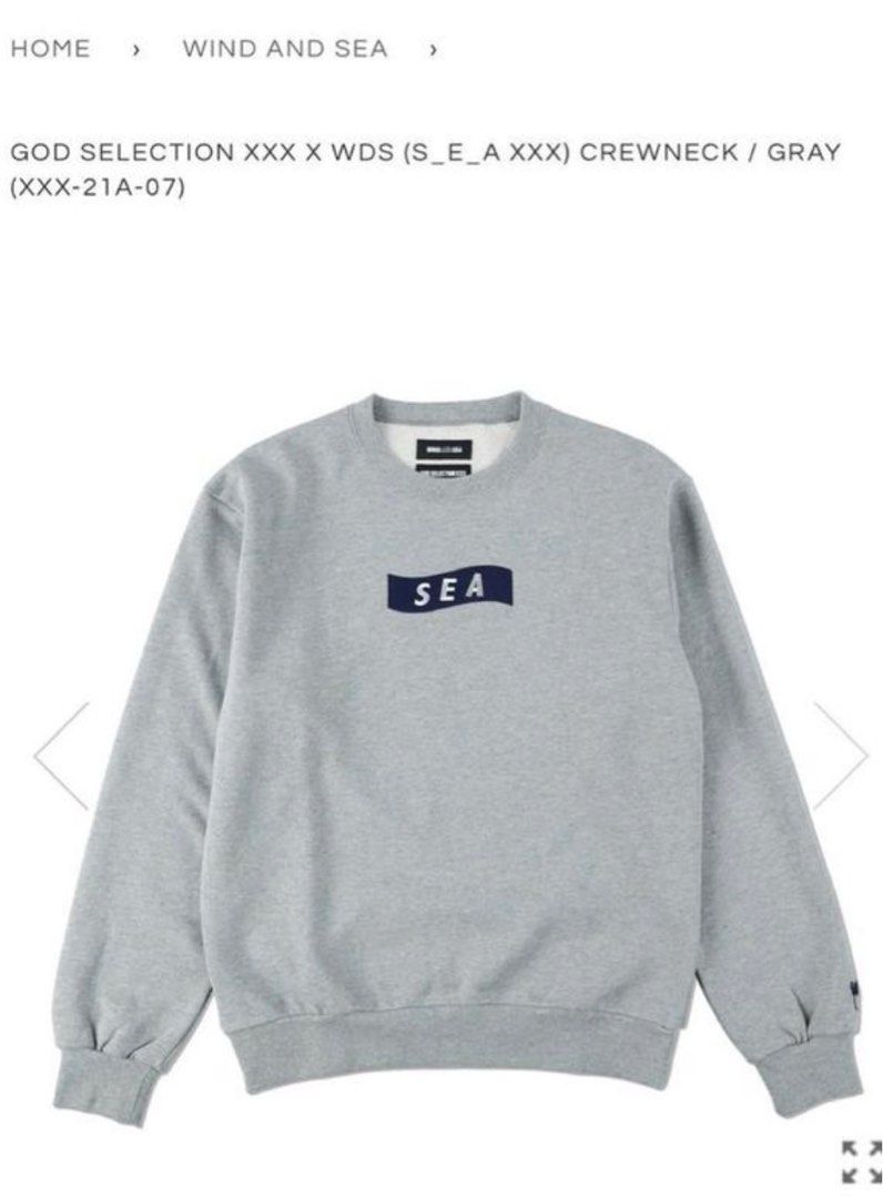 GOD SELECTION XXX X WDS (S_E_A XXX) CREWNECK / GRAY 尺碼XL, 男裝, 外套及戶外衣服-  Carousell