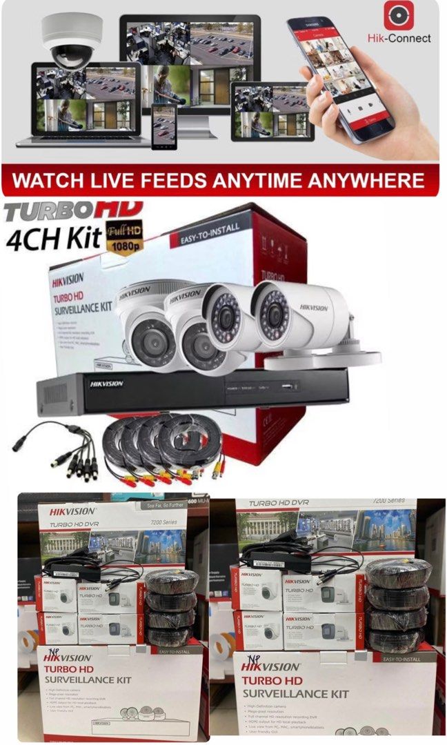 HIKVISION 4 CHANNEL 2MP CCTV SET (Category: Security Systems & CCTV Cameras) located in Manila. Submitted by myles29 (Listing ID 1334157038, Image 2). Description: HIKVISION 4 Channel 2MP CCTV SET DVR HIK DS-7204HGHI-K1 500GB SURVEILLANCE HDD (2)HIkvision IR 2mp BULLET (2)HIkvision IR 2MP DOME (4)CCTV SIAMESE CABLE 20m 12V 5A ADAPTOR w/4 way SPLITTER 1Year warranty .