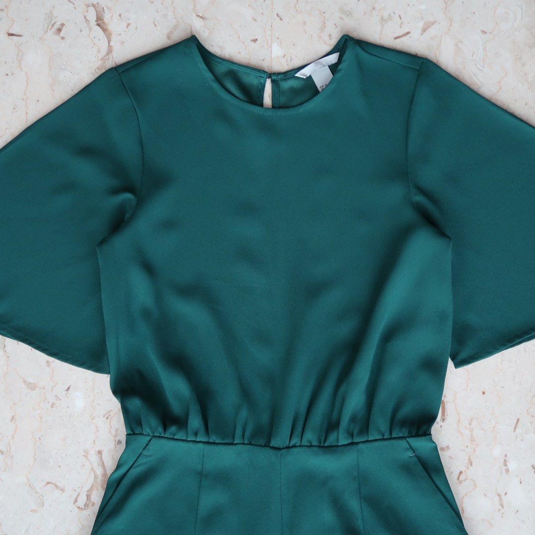 Emerald green jumpsuit h&m on sale