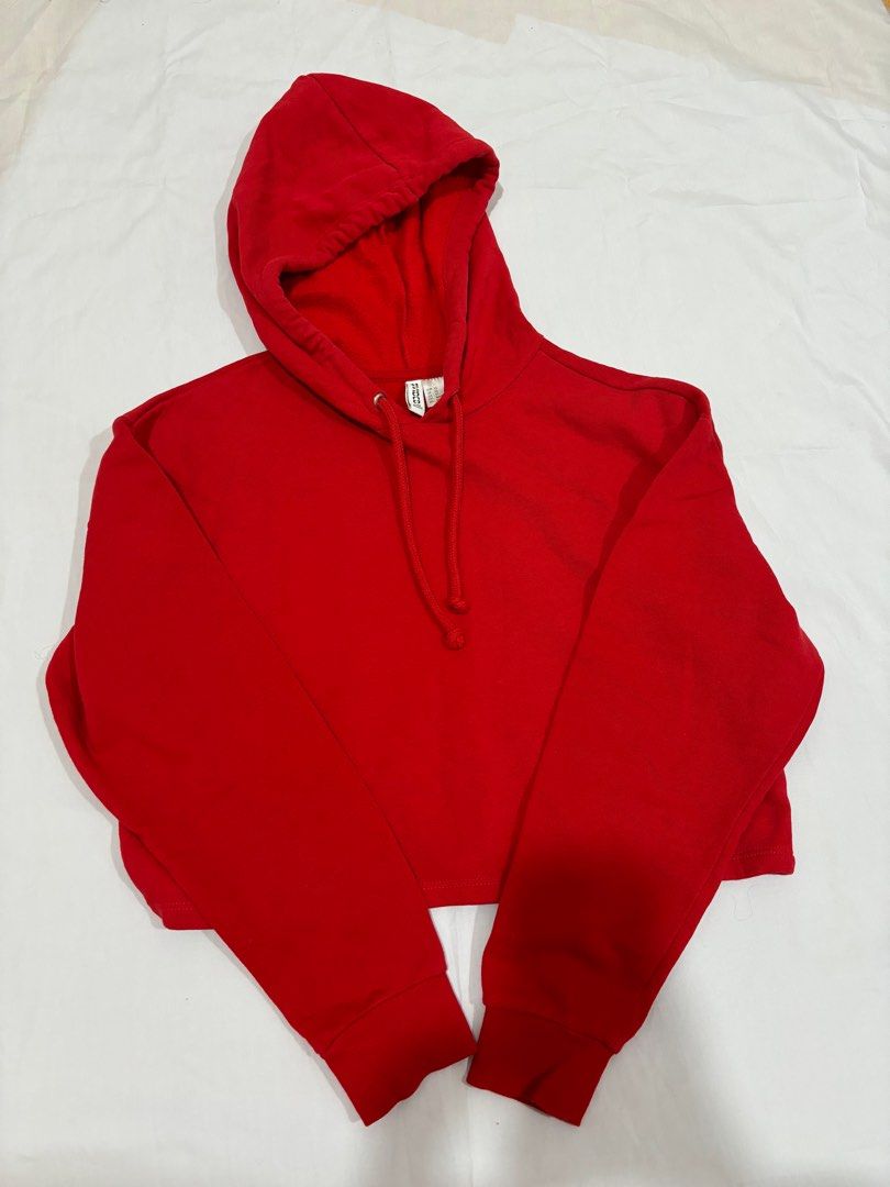 Hoodie Merah H M Fesyen Wanita Pakaian Wanita Atasan di Carousell