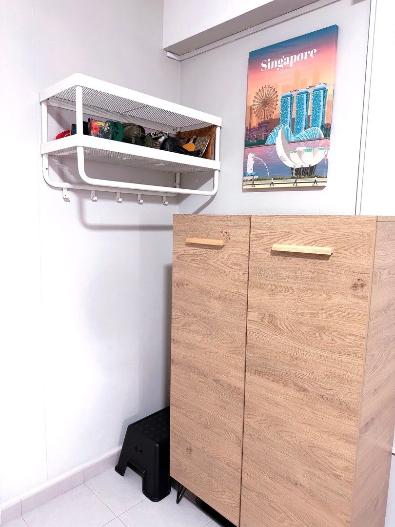 IKEA MACKAPAR Hat and coat rack white 78 cm with BOLMEN Step stool black
