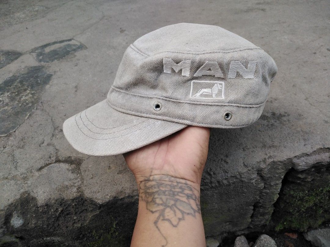 MAN "truck logo" military type cap (Category: Caps & Hats) located in General Santos City (Dadiangas). Submitted by evolveorrepeat (Listing ID 1334062630, Image 2). Description: In very good used condition Thick fabric Detais posted.