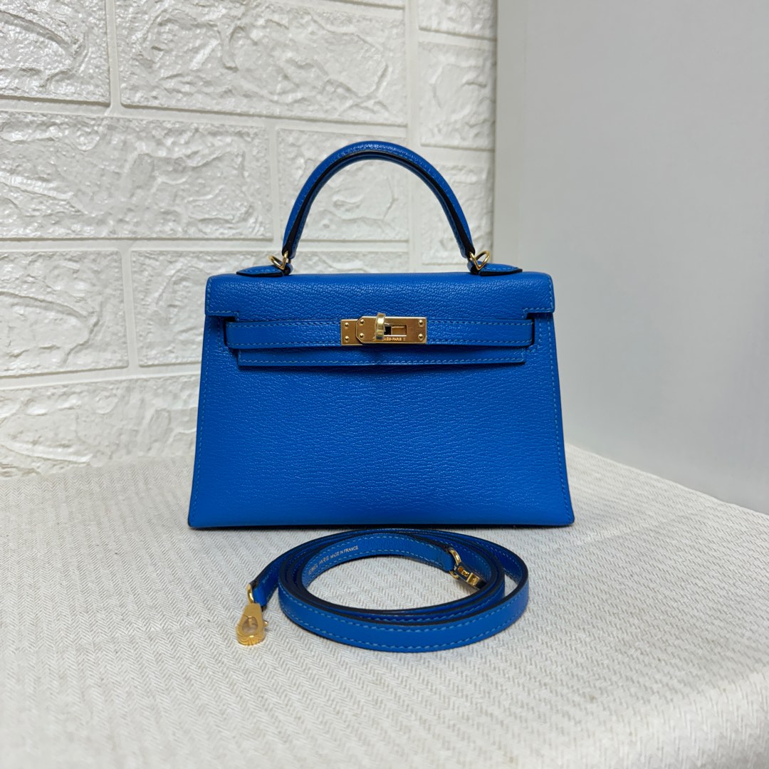 mini kelly Color blue hydra A stamp ghw chevre, 名牌, 手袋及銀包 - Carousell