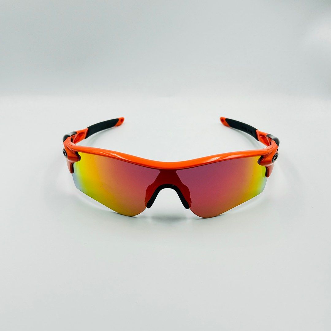 Oakley Radarlock A Custom Blood Orange Black w Ruby Iridium Men s Fashion Watches Accessories Sunglasses Eyewear on Carousell