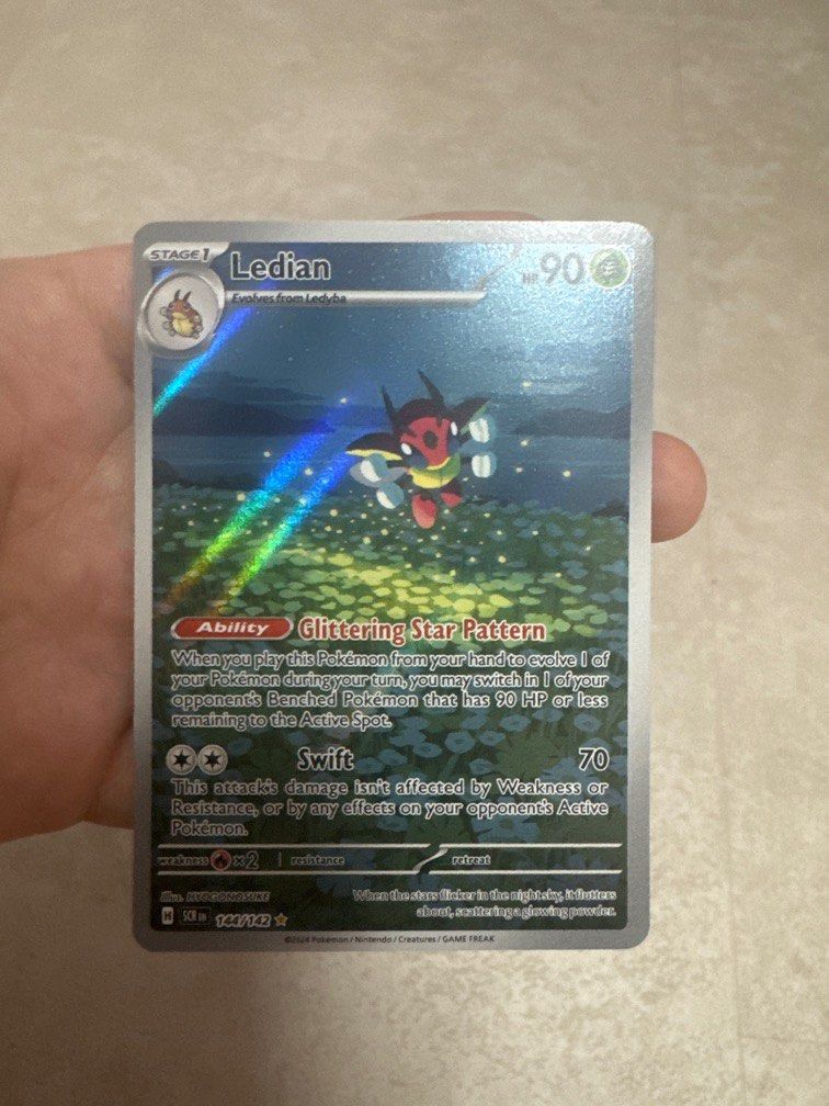 Pokmon Ledian AR 144/142, Hobbies & Toys, Toys & Games on Carousell