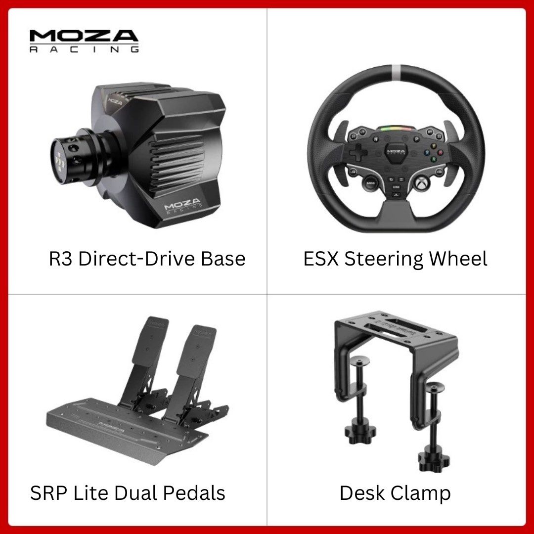 Moza R3 Sim Racing Simulator Kit Wheels + 2 Pedals Bundle, Video Gaming ...