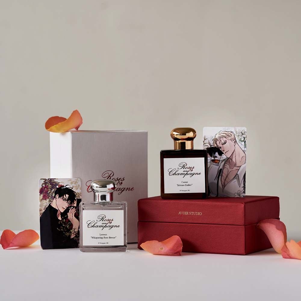 Roses and champagne perfume set BL lezhin Bomtoon, Beauty & Personal