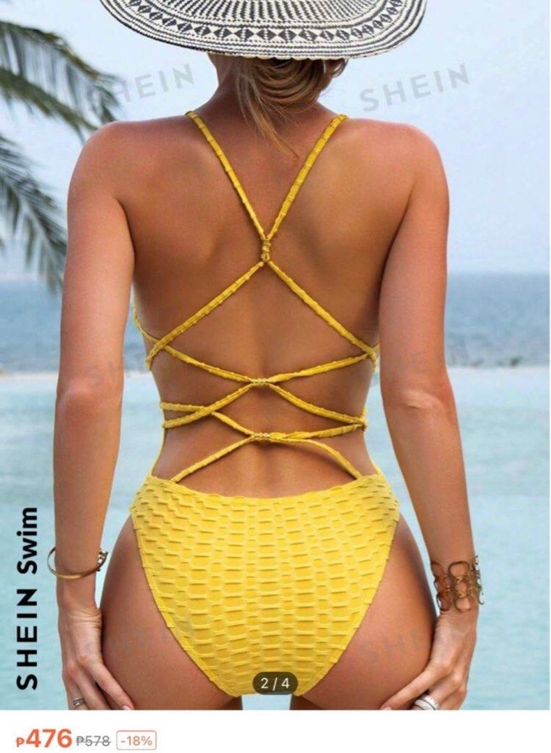 Shein yellow swimsuit store