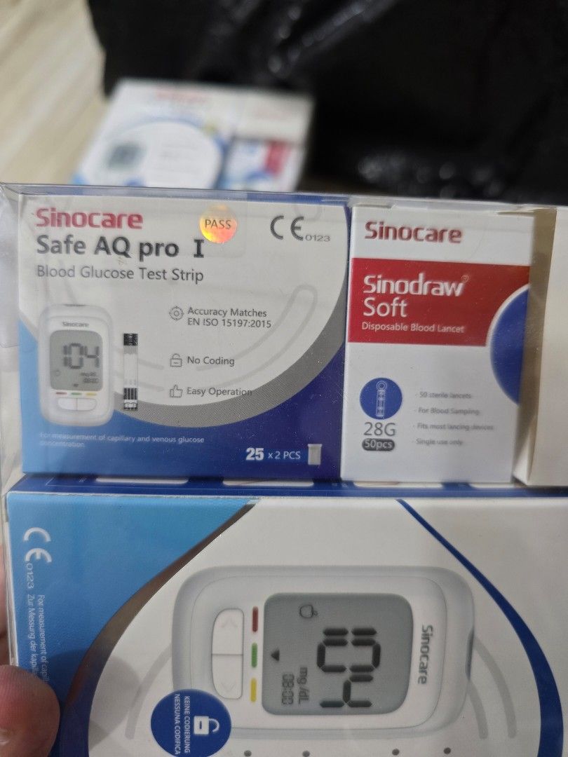Sinocare glucometer with free 50 strips and lancets (Category: Health Monitors & Weighing Scales) located in Caloocan City. Submitted by thermalgun_supplier (Listing ID 1334060672, Image 3). Description: Sinocare glucometer with free 50pcs strips and lancets.