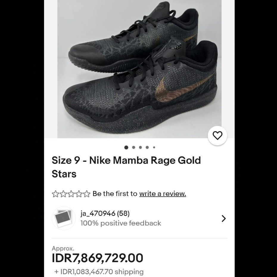 SIZE 43 INSOLE 27 5 CM SEPATU SECOND NIKE KOBE MAMBA RAGE GOLD MADE IN VIETNAM
