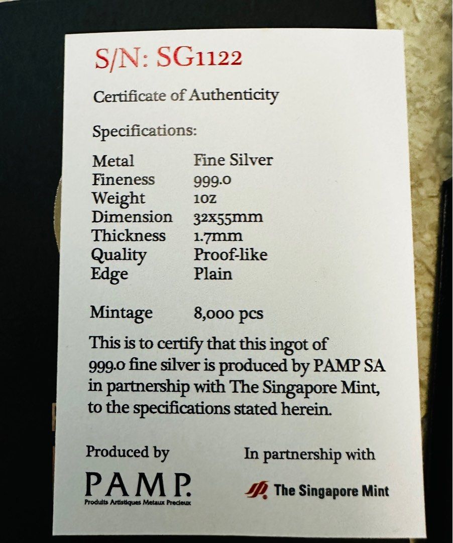Super rare SG Radiant Merlion Fine Silver 1oz 999 Collectible Ingot,  Hobbies & Toys, Memorabilia & Collectibles, Currency on Carousell