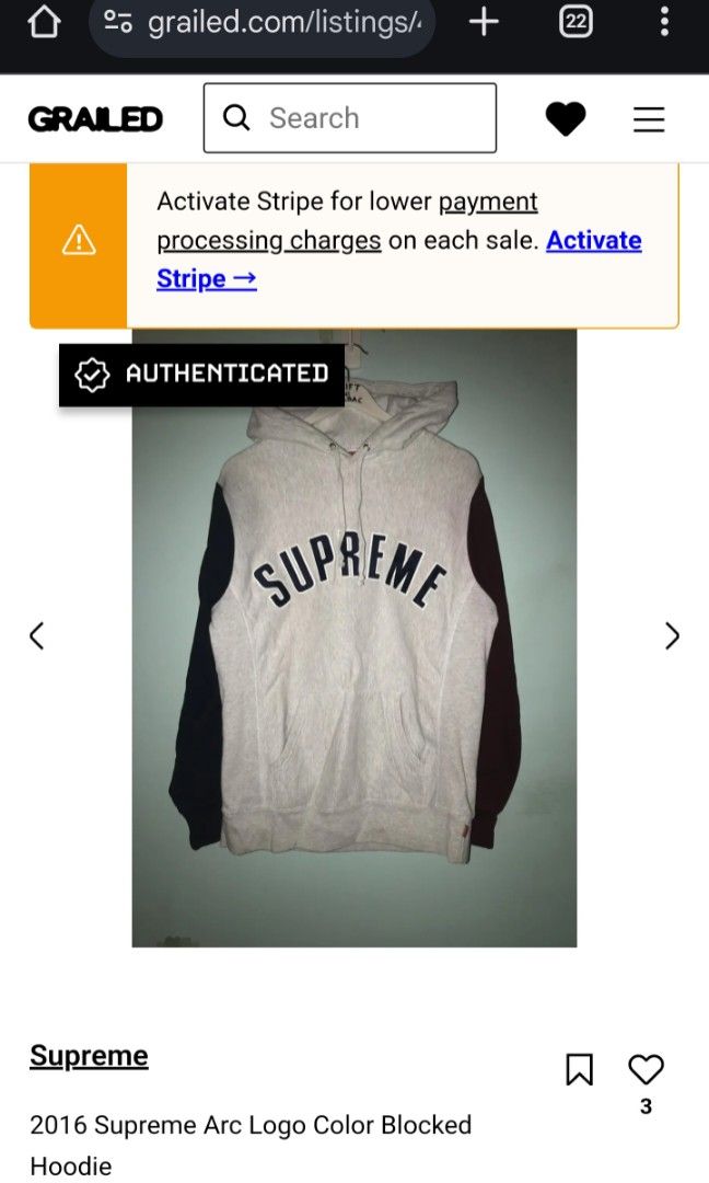 Supreme color blocked arc logo hoodie store