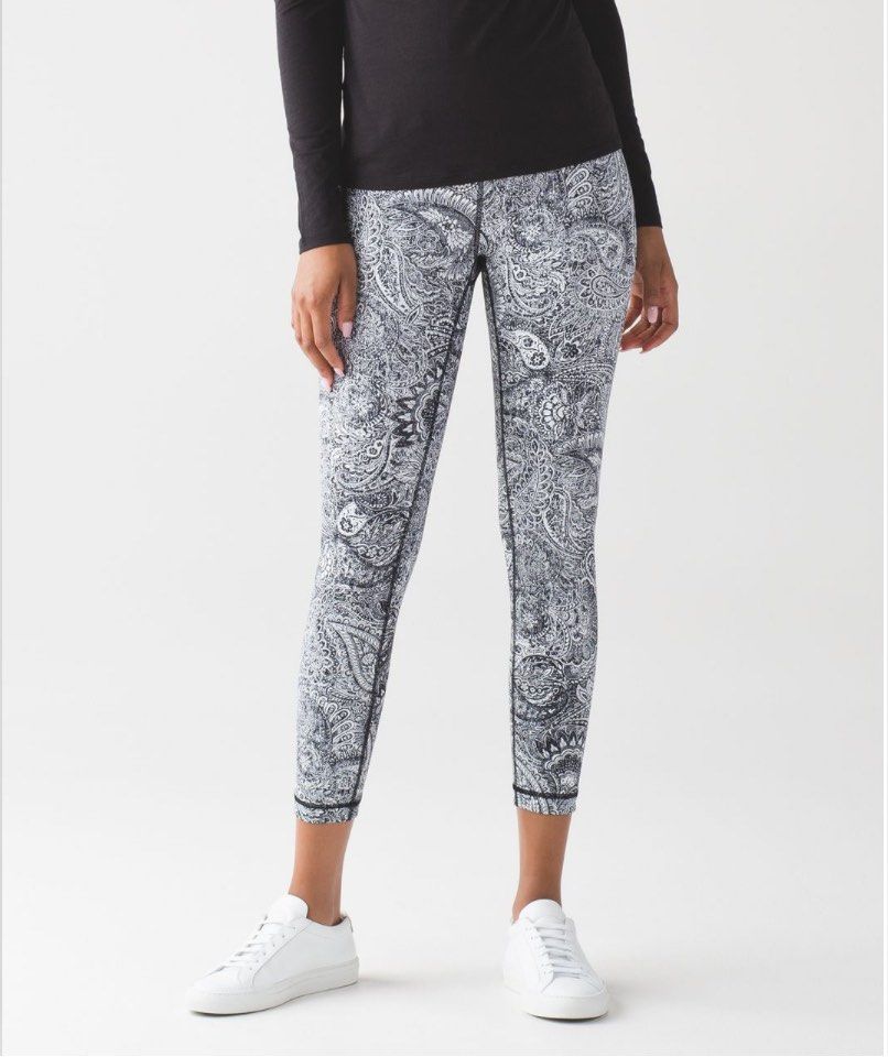 SZ 6 Lululemon High Times Pant Antique Paisley White Black