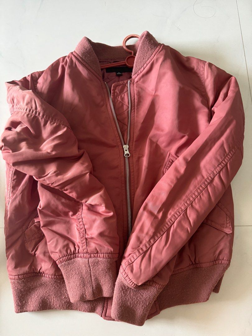 Uniqlo Pink Satin Bomber Jacket